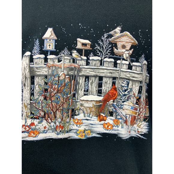 Vintage 90s Whim Z Graphic Birdhouse Crewneck Sweatshirt Size L - Picture 2 of 6